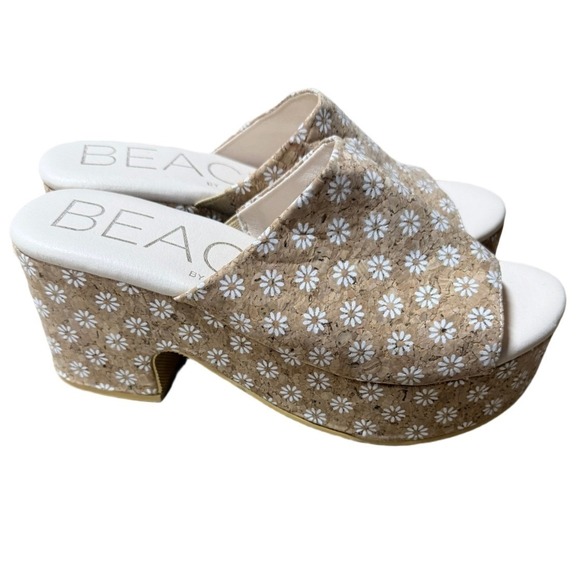 Beach By Matisse Wedge Sandal Platform Slide Size 8M Daisy Cork Open Toe - Picture 1 of 6